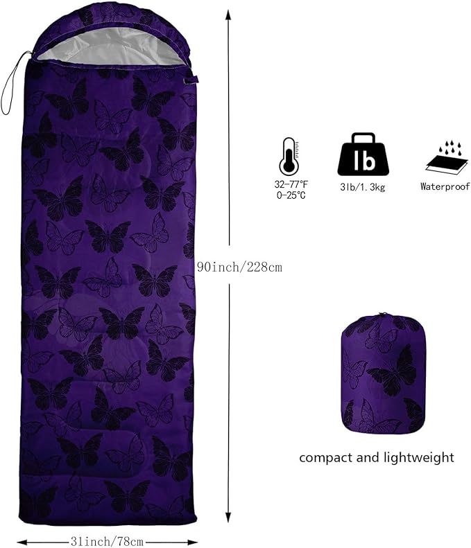 Kids Sleeping Bag for Boys Girls,Western Cowboy Print-Lightweight Warm Portable Outdoor Indoor-Waterproof Cold Weather Resistant Sleeping Bag for Camping Hiking