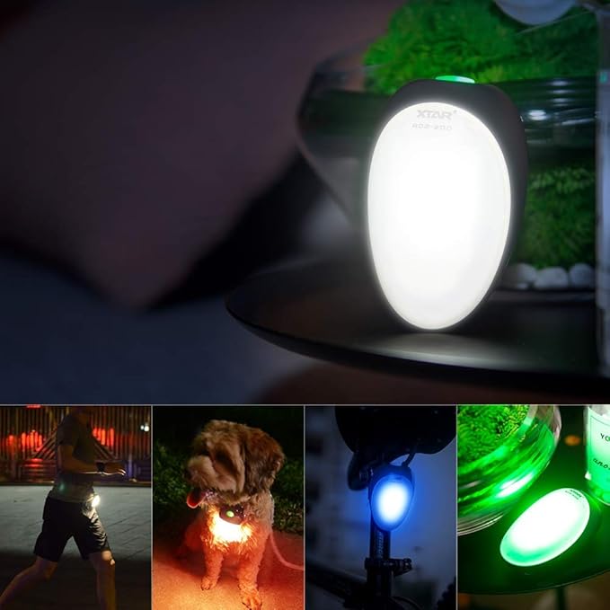 XTAR RC2-200 Night Running Light,USB Rechargeable Waist Light,LED USB Reading Light for Bed 4 Colors 3 mods Light for Camping Reading Running