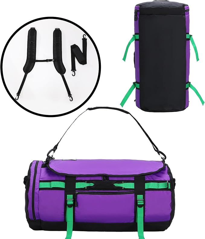 MIER Large Duffel Backpack Sports Gym Bag with Shoe Compartment, Heavy Duty and Water Resistant, Purple, 90L