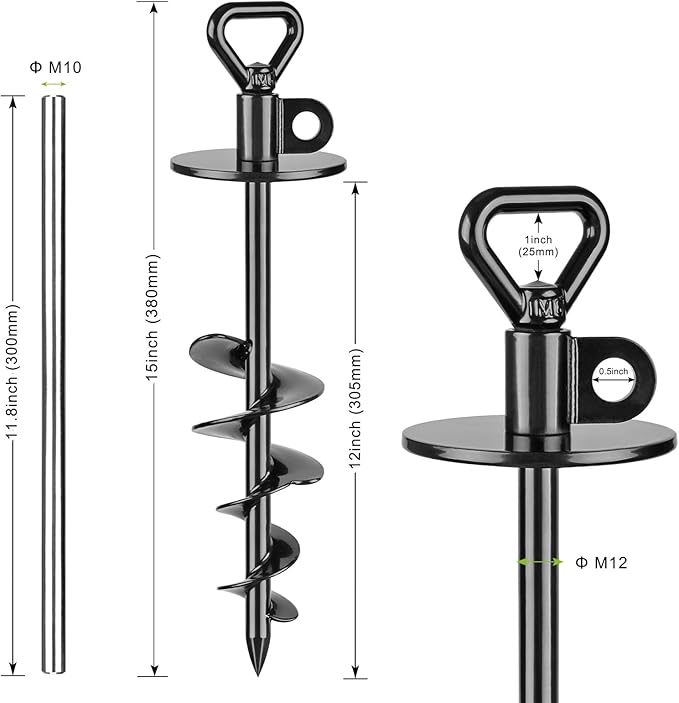 SELEWARE Dog Tie Out Stake Outdoor Anti-rust Ground Anchor for Large Dogs up to 220 lbs, Free Swivel Dog Stake Dog Camping Gear Twist Rod Included