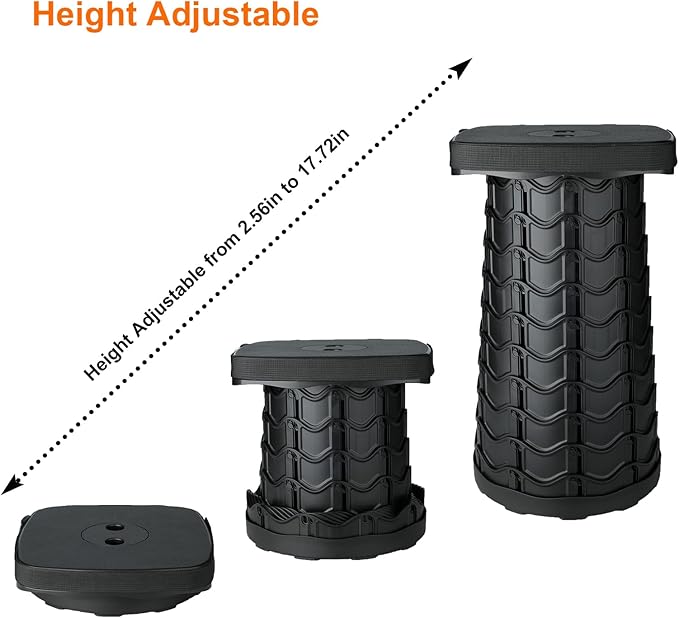 Boreeman 2 Pack Collapsible Stool, Square Shape, Lightweight Yet More Sturdy with Load Capacity 400lbs, Upgraded Portable Stool for Camping Fishing Hiking BBQ