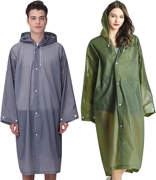 Rain Ponchos Raincoats for Adults Women Men, Reusable 2 Pack Rain Jacket Coats with Hood for Family Disney Camping Hiking