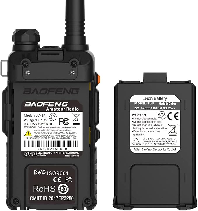 Baofeng UV-5R Dual Band Two Way Radio Handheld Ham Radio Long Range Walkie Talkies Pack of 6 for Hiking Camping Hunting Skiing Trip(Black)