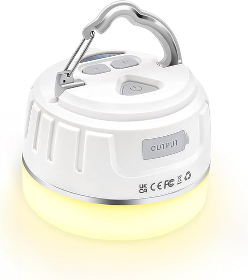 Rechargeable LED Camping Lantern 1000LM, 300H Runtime, 6400mAh, IPX5 Waterproof Tent Light for Camping, Hiking, Power Outages, Home, Emergency Use - Standard Edition,White