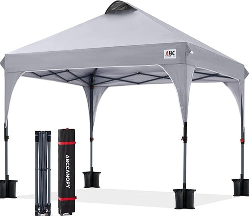 ABCCANOPY Outdoor Pop up Canopy Tent, 8x8 Instant Portable Canopy for Camping, Beach, Backyard, Gray