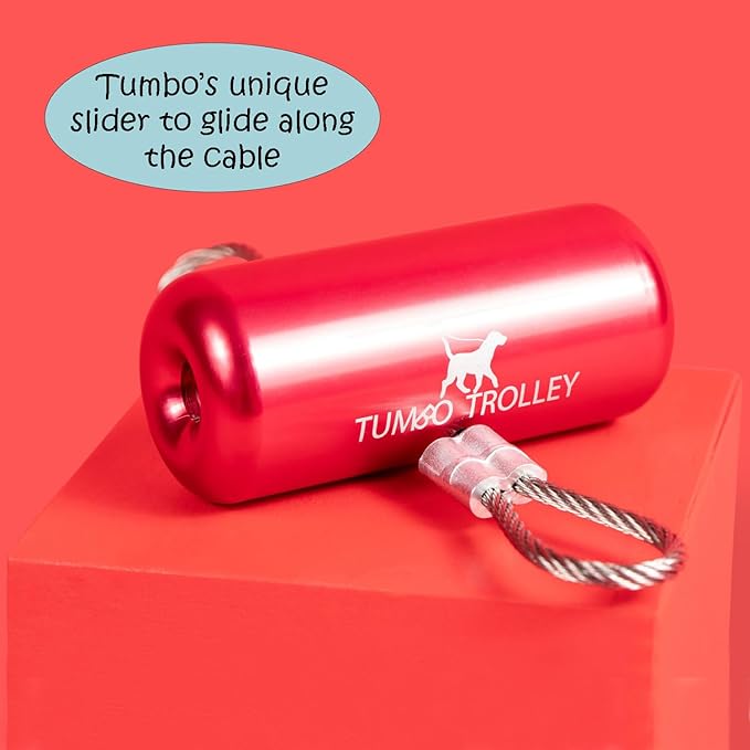Tumbo Trolley 100ft - Anti-Shock Aerial Dog Runner for Yard Small and Large Dog - Heavy Duty Dog Gear - Best Dog Run and Zipline for Backyards - Trolley System Camping - 100ft / 150ft / 200ft