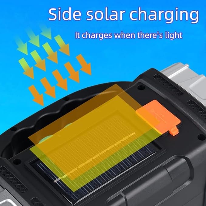 Spotlight Flashlight Rechargeable, Led High Lumens Super Bright, Solar Panels,7 Modes,IPX4 Waterproof Handheld Spotlight for Home Power Failure,Outdoor,Camping,Hiking,Emergencies