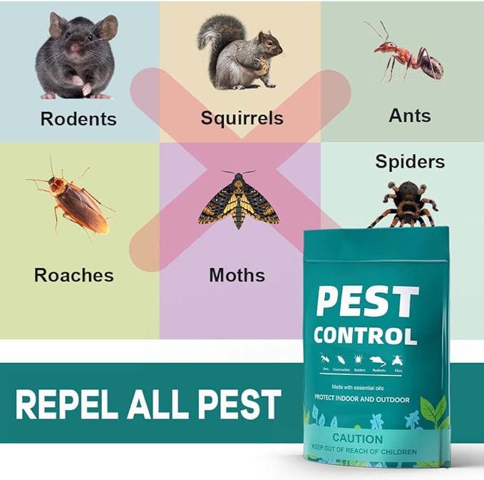Pest Control Pouches, Rodent Repellent, Indoor Mice Repellent, Repel Mice,Mouse,Rats,Ant,Roach,Spider,Moths& Other Pest,Mouse Repellent Pouches,Safe for Kids & Pets,Pest Repellent-12 Pouches