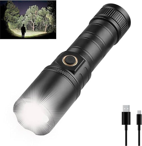 1200000 Lumens Flashlight USB Rechargeable Powerful Super Bright LED Flash Light,Outdoor Waterproof Zoomable Tactical Flashlight Handheld Torch for Emergency,Camping,Hiking
