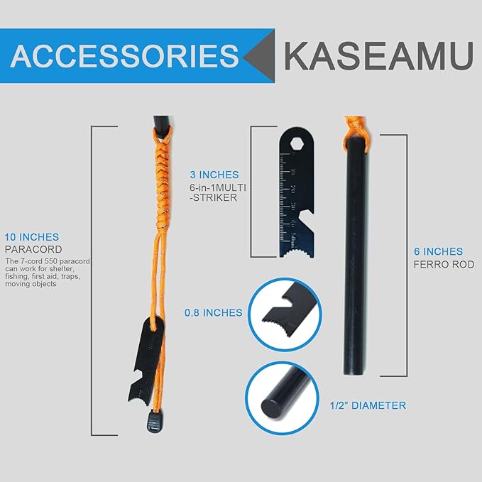 Ferro Rods 1/2 inch x 6 inch, Premium Ferro Rod Fire Starter Survival Tool, Flint and Steel Fire Starter Kit, 20,000+ Strikes, Large and Thick Ferro Rod with Paracord & Multi-Tool Striker.