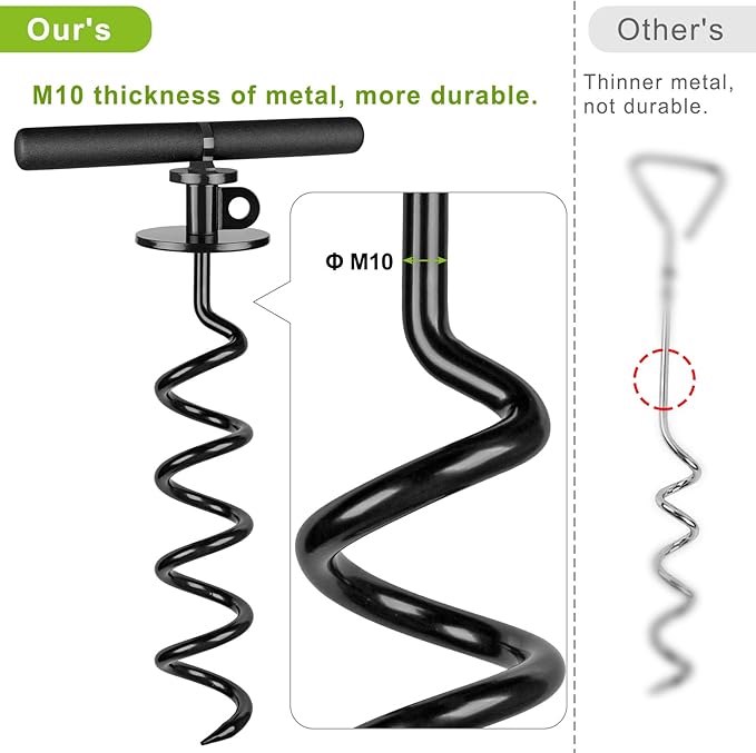15 Inch Dog Tie Out Stake, Heavy Duty Dog Spiral Stake for Medium to Large Dogs up to 220lbs, No Tangle, Dog Anchor for Yard, Camping, and Beach