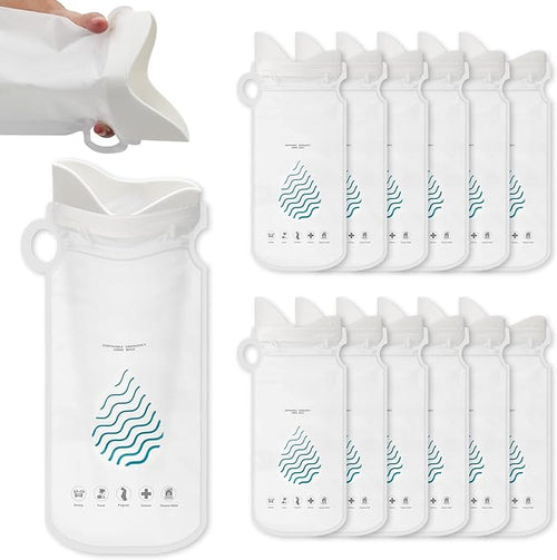 Coolrunner Disposable Urine Bags,8/12/20/24 Pack Camping Pee Bags, Disposable Urinals Vomit Bags for Travel Urinal Toilet Traffic Jam Emergency Portable Toilet Bee Bag for Men Women Kids Patient