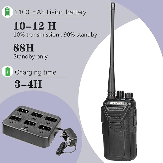 Retevis RT27V MURS 2 Way Radio, Walkie Talkies Rechargeable, Long Range, Multi-Unit Charger, License Free, Rugged, Two Way Business Radios for Emergency Rescue Farm Church(6 Pack)