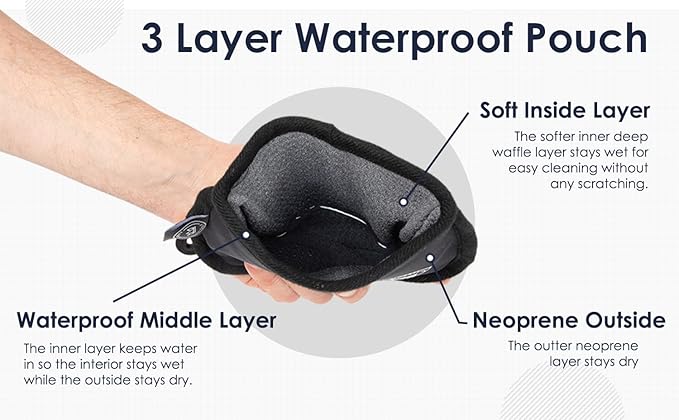 Golf Club Cleaner for Golf Bag - Golf Ball Cleaner Pouch - Waterproof Inside and Dry Outside - Golf Club Brush and Groove Cleaner in One - Golf Ball Washer - Golf Club Bag Accessories