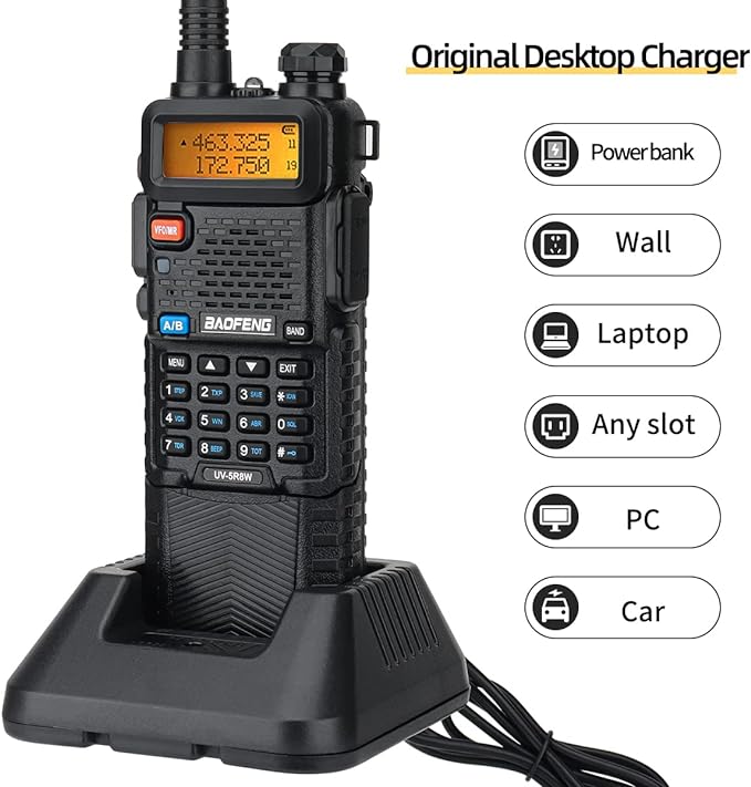 BaoFeng UV-5R 8W Radio Ham Radios Long Range Rechargeable Handheld Two-Way Radio Walkie Talkies for Adults with Earpiece,3800mAh Battery and USB Charging Cable for Survival Gear Hunting