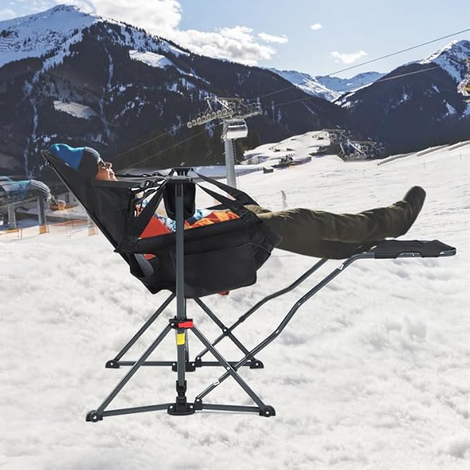 Nice C Heated Hammock Camping Chair with Footrest, Heated Camping Chair with Battery, Rocking Swing Chairs, Hammock Chairs with Stand, Heavy Duty (2, Heat Black W/Footrest)
