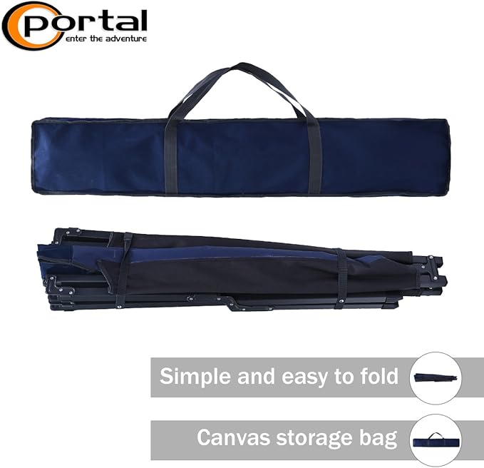 PORTAL Folding Portable Camping Cot, Guest Bed with Carry Bag and Side Storage Organizer, Camping Cots for Adults Sleeping, Away Tent Sleeping Cot Bed, Supports 300 LBS, Blue