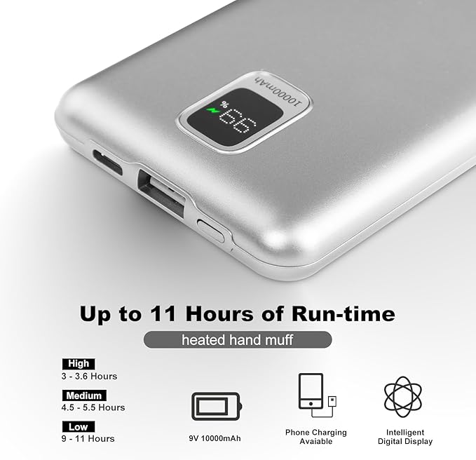 Heated Hand Muff with 10000 mAh Rechargeable Battery Electric Heated Hand Warmer Pouch for Winter Hunting Football Golf Outdoor Walk