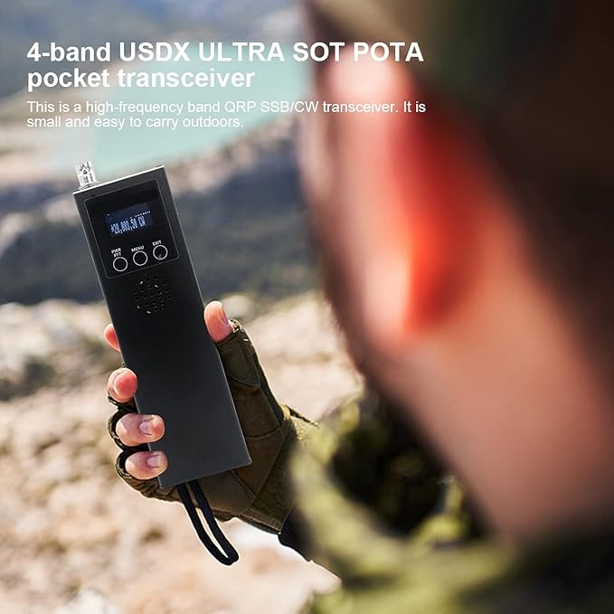 0.5MHz to 30MHz Radio Transceiver, 4 Waveband Design High Efficiency Transceiver, Handheld HF SSB QRP USDX Transceiver for Survival Biking Hiking Camping (US Plug)