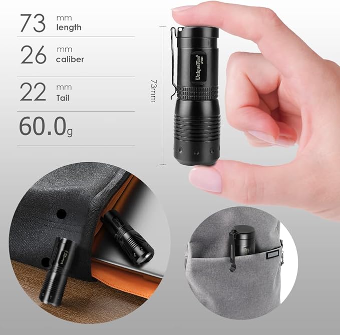 UniqueFire K21 EDC Flashlight Rechargeable Powerful Flashlight 1200 High Lumens Flash light 5 Modes Super Bright Flashlight with Magnetic End Caps Battery & Charger