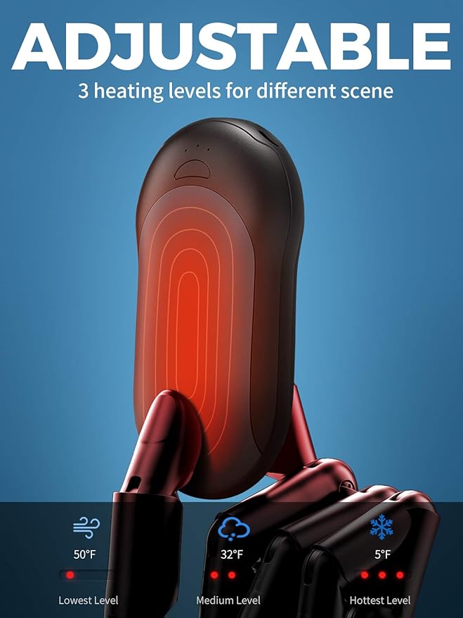 OCOOPA Rechargeable Hand Warmer 10000mAh,Portable Electric Hand Heater,Up to 15 Hours,USB Battery Operated Handwarmer for Camping,Hiking,Hunting,Golf,Warm Tech Gifts,Halo H01