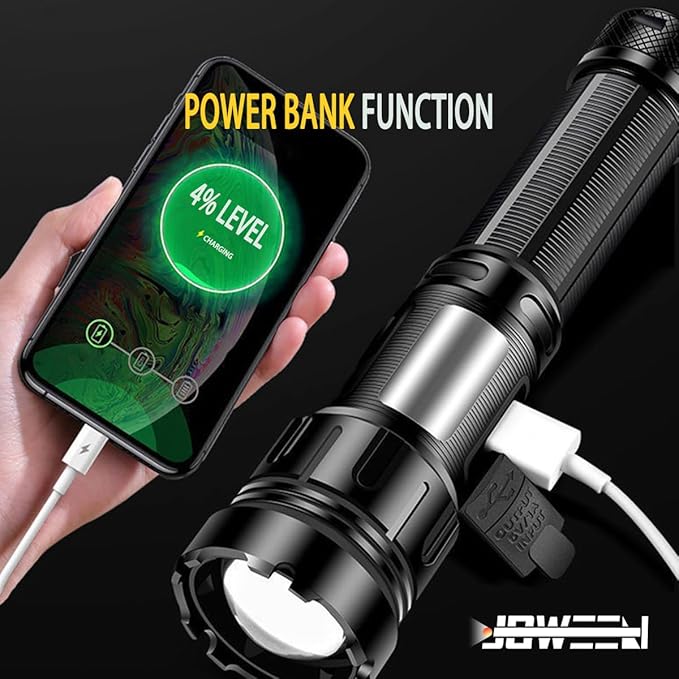 Rechargeable Flashlight, Portable and Super Bright Torch Light with 7 Modes, Power Output Function, IPX5 Waterproof for Outdoor Activities