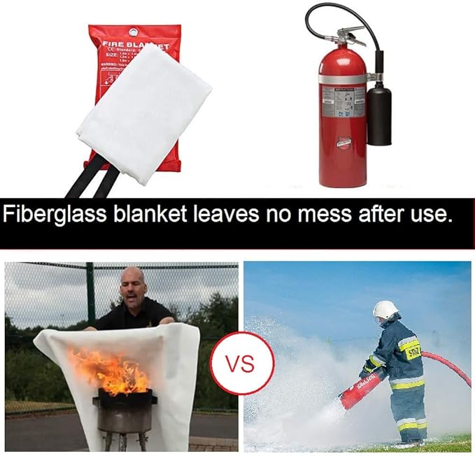 Fire Blanket For Home XL - 59 x 59 Fire Blankets Emergency For People Fire Retardant Blanket Fire Shelter Large Suppression Fiberglass Kitchen Home Restaurant House Fire Proof Survival Safety Reusable