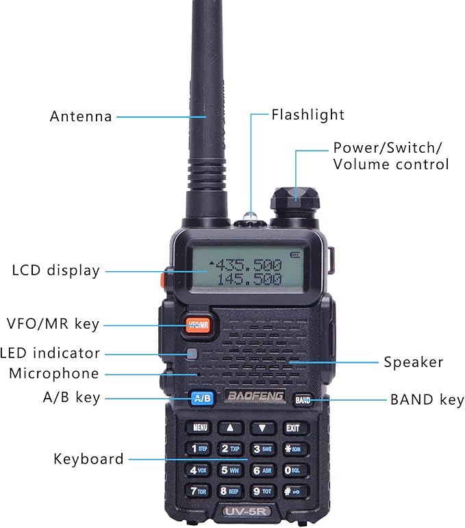BAOFENG UV-5R 8W Ham Radio Handheld 2 Way Radio Long Range Dual Band VHF UHF Rechargeable Amateur Portable Walkie Talkie for Adults Hiking Hunting Camping Skiing Trip, Chirp Compatible