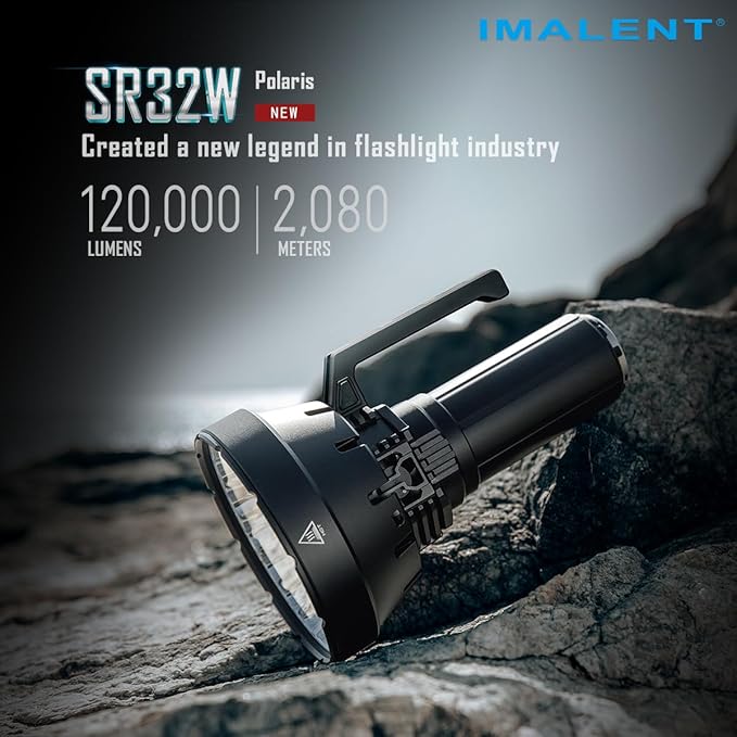 IMALENT SR32 LED Flashlight Rechargeable 120,000 Lumens, 2080 Meters Throw Super Bright Flash Light with OLED Display, Type C Fast Charge High Lumen Searchlight for Outdoor, Hunting and Emergency