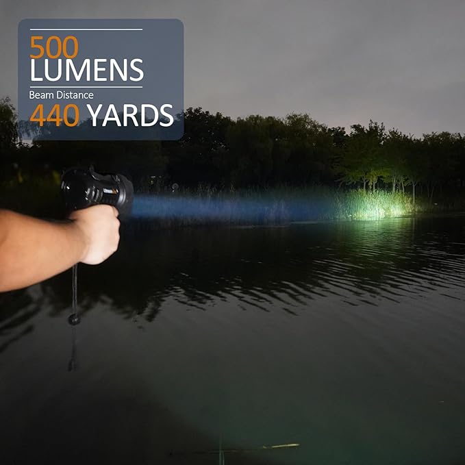 Outdoor Portable Mini Handheld LED Outdoor Spotlight, 500 Lumens Flashlight IP67 Water Proof Marine Spot Lights for Boat, Hiking, Farm, Emergency, Power Outages Searchlight