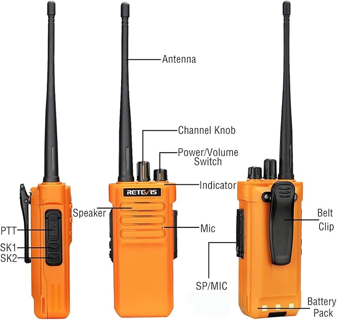 Retevis RT29 2 Way Radio Long Range, High Power Walkie Talkies Adults with 3200mAh Battery, Emergency Alarm VOX Two Way Radio for Off-Road(1 Pack)