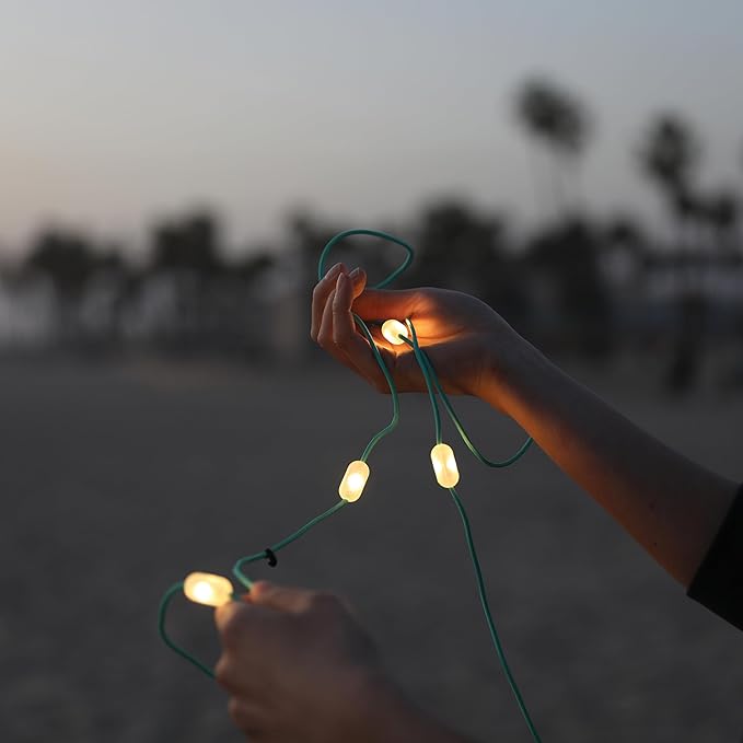 MPOWERD Luci Solar String Lights + Phone Charger: Rechargeable via Solar or USB-C, White 18', 100 Lumens LEDs, Lasts Up to 20 Hours, Waterproof, Camping, Pool/Patio, and Travel