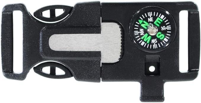 West Coast Paracord 2 Pack and 10 Pack Emergency Whistle Buckle with Flint Scraper Compass and Fire Starter for Outdoor Camping Hiking Paracord Bracelet