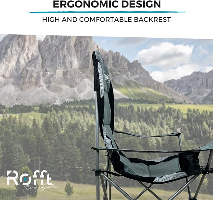 Camping Folding Chairs | Heavy Duty | Supports 250 LBS | Steel Frame | Collapsible with Cup Holder | High Back | 21" D x 36" W x 42" H