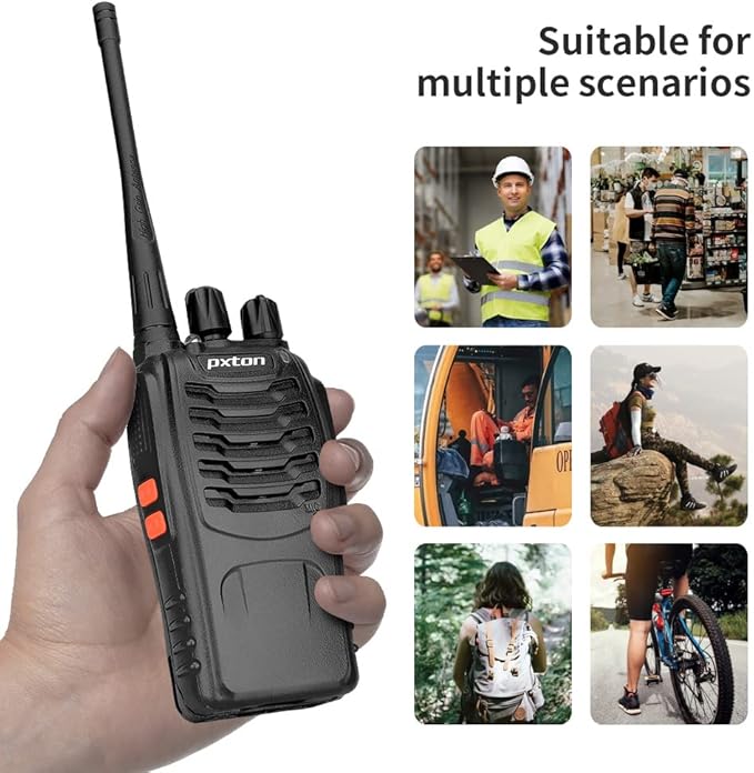 Rechargeable walkie talkies for Adults with Upgraded Earpieces and Li-ion Battery,Two Way radios has VOX/TOT/Emergency Alarm/Battery Low Alert/Flashlight/Scan Function(4 Pack)