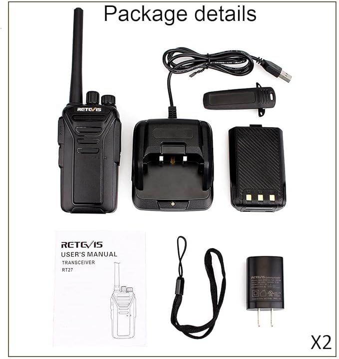Retevis RT27 Walkie Talkies for Adults,2 Way Radios Rechargeable,VOX,Easy Operation,Durable,Two Way Radio for Family Hiking Camping Road Trip(2 Pack)