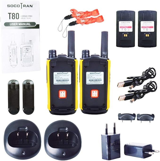 Rechargeable Walkie Talkies for Adults, Long Range 5 Miles Two Way Radios, Rechargeable Battery,Charging Dock,Flashlight,for Camping Hiking Hunting Security Hotel Yellow