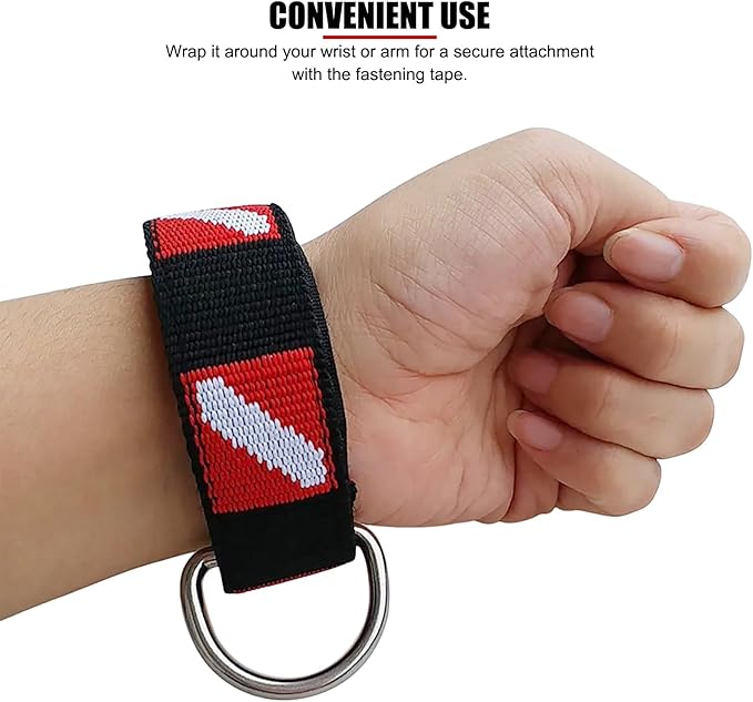 EVTSCAN Scuba Diving Adjustable Wrist Strap with D Ring, Sticky Back, for Cameras, Flashlights, Compass, Dive Slates, for Scuba Divers Snorkelers