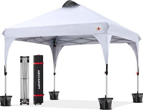 ABCCANOPY 10x10FT Canopy Tent 1-Person Setup,Portable Instant Sun Shelter with 4 Weight Bags(White)