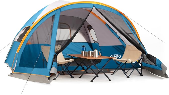 UNP Camping Tent with Screen Room, Portable 6 Person Camping Tent with Screen Porch, Family Dome Tent for Camping Outdoor - 14'x11'x72''(H)