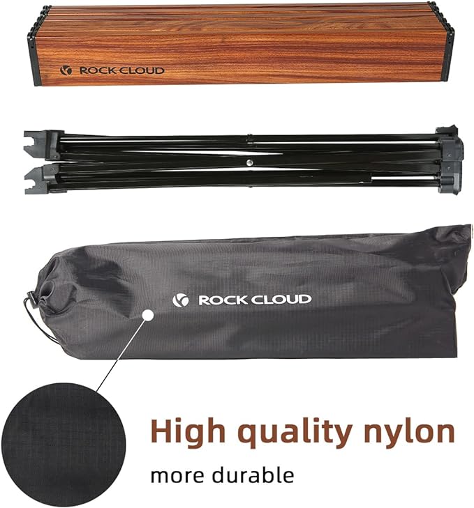 ROCK CLOUD Portable Camping Table Ultralight Aluminum Folding Beach Table Camp for Camping Hiking Backpacking Outdoor Picnic, Wood Grain