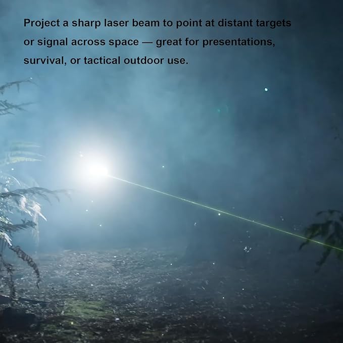 Work Flashlight with Laser Pointer & LED, 1200 Lumens, 5 Modes, Compass, 1/4" Tripod Mount, Cold Shoe, flishlight Pocket Clip – Rechargeable Survival Light for Camping, Hiking, Emergency