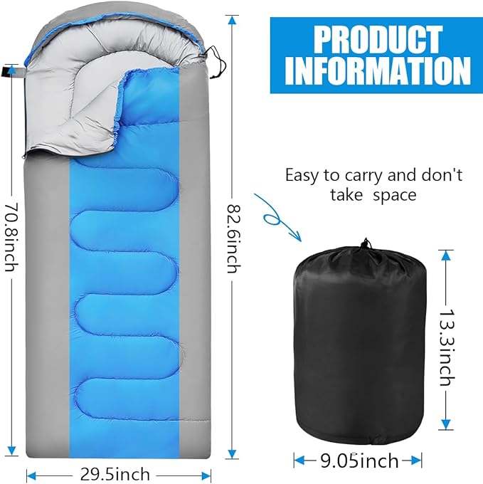 OBTANIM Sleeping Bags Portable Waterproof Camping Sleeping Bag for Adults Kids 4 Seasons Cold Weather or Warm Backpacking Hiking Mountaineering Indoor Outdoor Use