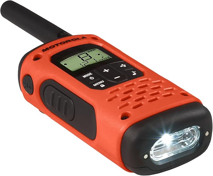 Motorola Solutions, Portable FRS, T605_H2O, Talkabout, Two-Way Radios, Emergency Preparedness, Rechargeable, 22 Channel, 35 Mile, Orange W/Black, 2 Pack