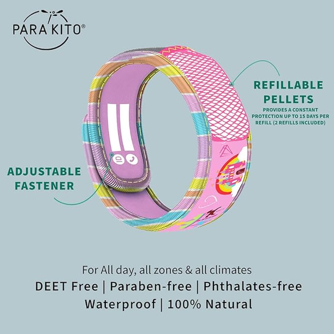 PARA'KITO Bug & Mosquito Bracelets for Kids | Mosquito Spray Alternative | Waterproof, Outdoor Insect Wristband w/Natural Essential Oils | Hiking, Trekking & Camping Accessories (Castle)