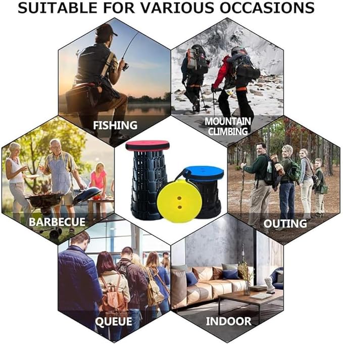 Upgraded Camp Chair,Portable Folding Stool,Folding Camp Chair,Collapsible Stool,Retractable Seat or Foot Rest,Foldable Camping Stool for Outdoor Fishing Hiking Gardening Travel BBQ -Max 400lbs (Black)