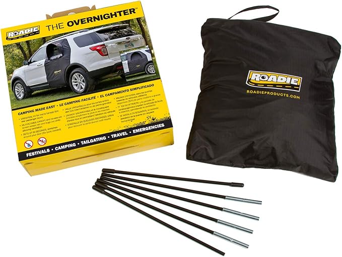 ROADIE- The OVERNIGHTER SUV Window Tent with Bug Screen and Retractable Awning – Great for Camping in an SUV. (Patented)