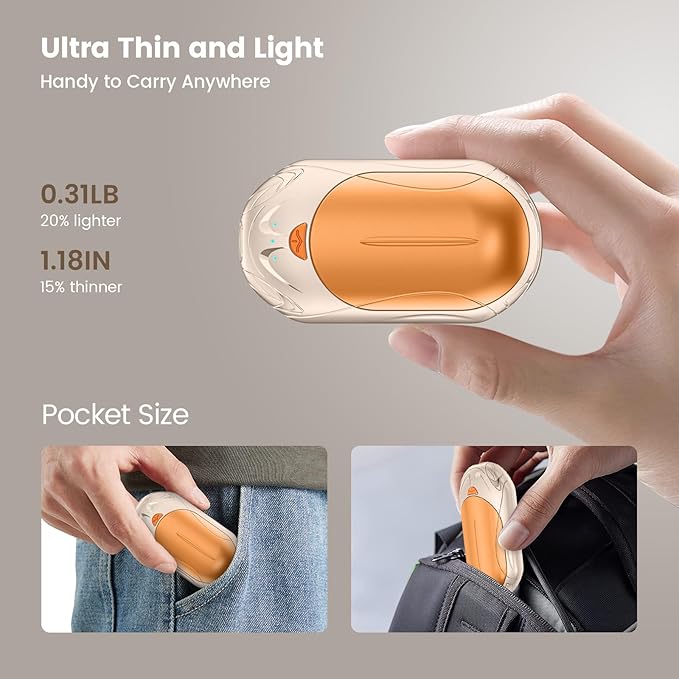 AI Hand Warmers Rechargeable 2 Pack,6000mAh Rechargeable Hand Warmer,20Hrs Long Heating Electric Hand Warmer,Portable Pocket Heater,Pocket Size Hand Warmer, Gifts for Christmas,Camping,Hunting