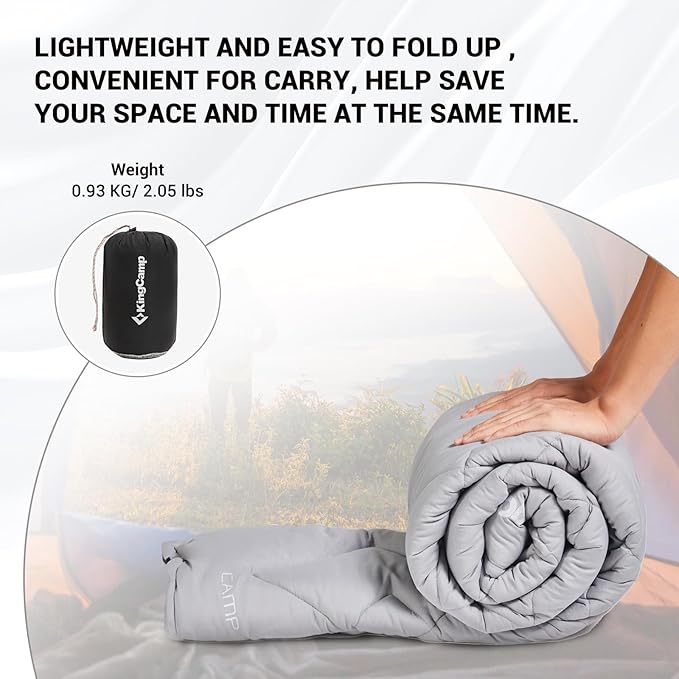KingCamp Cot Pad Topper for Camping, Soft Warm Non-Slip Cot Mattress, Comfortable Lightweight Sleeping Mat for Outdoor & Indoor, Picnic, Hiking, Backpacking, Yoga