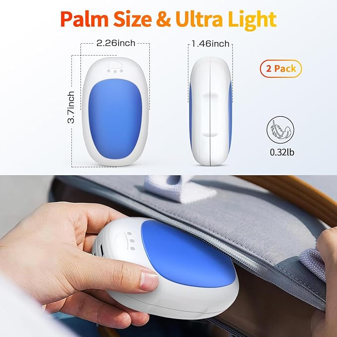 Hand Warmers Rechargeable 2 Pack, Electric Hand Warmer Reusable 4000mAh USB Portable Pocket Warmer, 10 Hrs Lasting Hand Heater for Camping Hiking Hunting Golf Ideal Warm Gift for Women Men